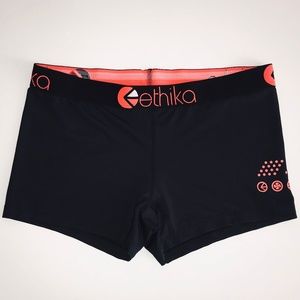 Ethika Shorts Black & Bright Coral Size Medium